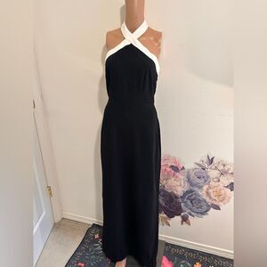 New superdown Laurien Cross Front Dress in Black maxi white backless gown